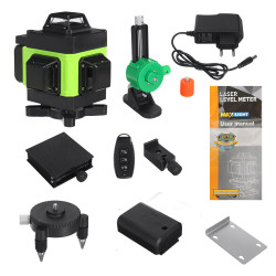 16 Lines Laser Level 3D Green Horizontal Vertical Line Laser Auto Self-Leveling Remote Control Indoor Outdoor Single Battery - EU Plug