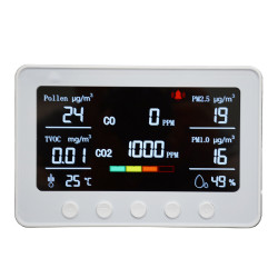 PT02 Pro 7In1 Smart Air Quality Monitor WIFI CO2 PM2.5 Pollen TVOC Laser Infrared Sensor Home Safety Essential - EU Plug