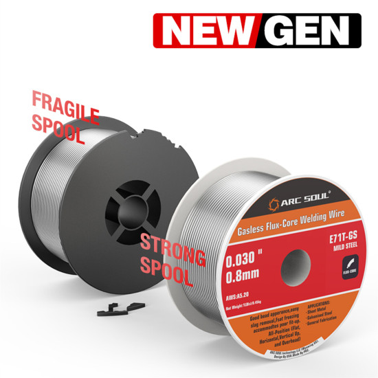 ARC SOUL 0.8mm Gasless Flux-Core Welding Wire 0.45kg/0.9kg for Smooth Consistent Welding Performance Ideal for Home and Professional Use Self-Shielding No External Gas Required - 0.45kg