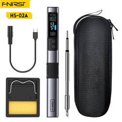 FNIRSI HS-02 Smart Soldering Iron High-Power 100W with Quick Charging PD/QC Protocol Wide Temperature Range 180-842°F Featuring Adaptive Power Efficiency 0.96 IPS HD Color Screen - #A