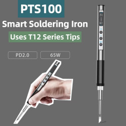 PTS100 T12 PD 5-20V 65W Portable Electric Soldering Iron CNC Metal Body Temperature Adjustable Solder Welding Station - T12-K