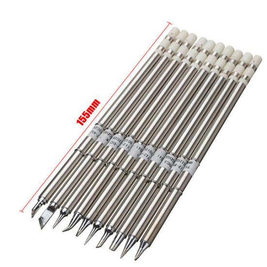 10PCS T12  Lead-free Alloy Stainless Steel Color Soldering Iron Tips Set