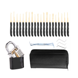 26PCS Lock Picks Training Tool Transparent Practice Padlock Set Locksmith Tool