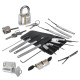 19PCS Locksmith Practice Lock Set with 4 Transparent Padlocks and 15 Precision Tableting Tools Spring Steel Durable with Storage Bag Easy Lock Opening Advance Lock Picking Tool Kit