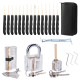 26PCS Locksmith Training Set Spring Steel with 3 Transparent Padlocks For Easy Visual Learning Portable Design Includes Automatic Unlock Gun Diverse Lock Picks Perfect for Beginners