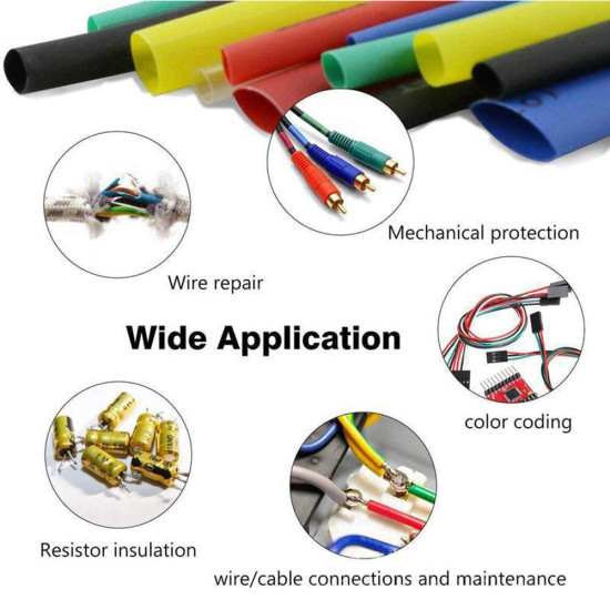 164PCS Shrinking Heat Shrink Tubing 2:1 Polyolefin Tube Sleeve Wrap Wire Set Multicolor