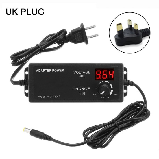 Excellway AC/DC Adjustable Power Adapter Supply 4-24V 2.5A 60W Speed Control Volt Display EU/US/AU/UK Plug - EU Plug