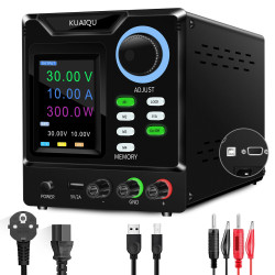 KUAIQU Programmable DC Power Supply Adjustable 305/3010/605/1203 with HD 4-Digit Color Display Precise Encoder Knobs USB Port Smart Cooling Fan - D305