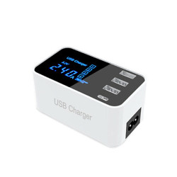 3USB Port USB Charger Type C LCD Display Charger 100-240V Charging Station  - US Plug