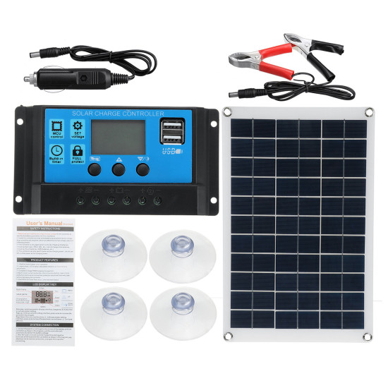 100W Solar Panel kit 12V battery Charger 10-100A LCD Controller For Caravan Van Boat - without solar controller