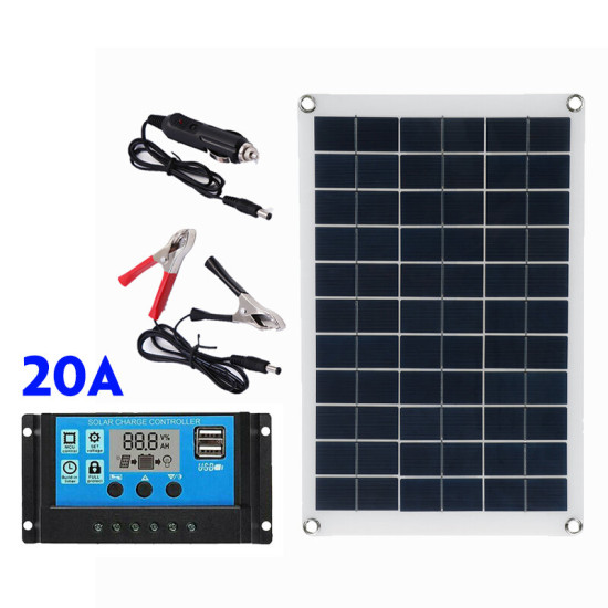 100W Solar Panel kit 12V battery Charger 10-100A LCD Controller For Caravan Van Boat - without solar controller