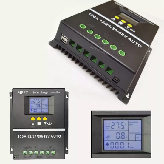 100A MPPT Solar Charge Controller 12V/24V/36V/48V Auto PV Solar Panel Charge