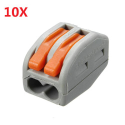 Excellway ET20 10Pcs 2 Pins Spring Lever Terminal Block Electric Cable Wire Connector