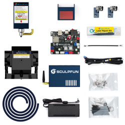 SCULPFUN S9 to S30 Ultra 22W Upgrade Kit, 22W Laser Module, 0.08x0.10mm Laser Focus, 32-bit Motherboard, High-Speed Air Assist Pump, XY-Axis Limit Switch