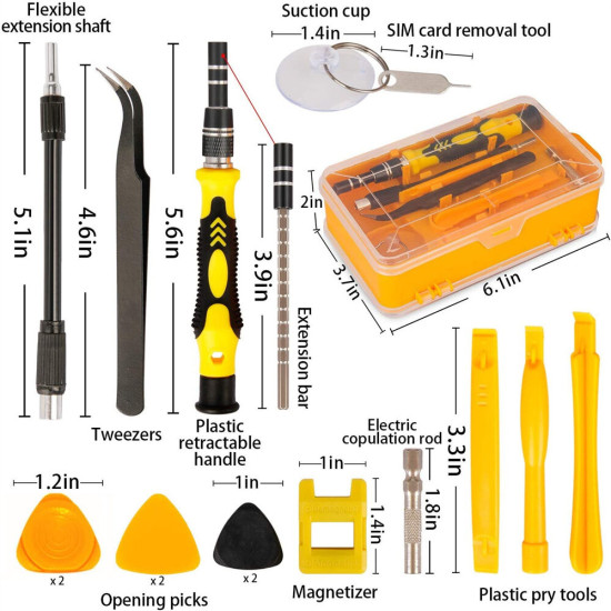 115 in 1 Professional Screwdriver Set Precision Screwdriver Set Multi-function Magnetic Repair Computer Tool Kit Compatible with Cell Phone