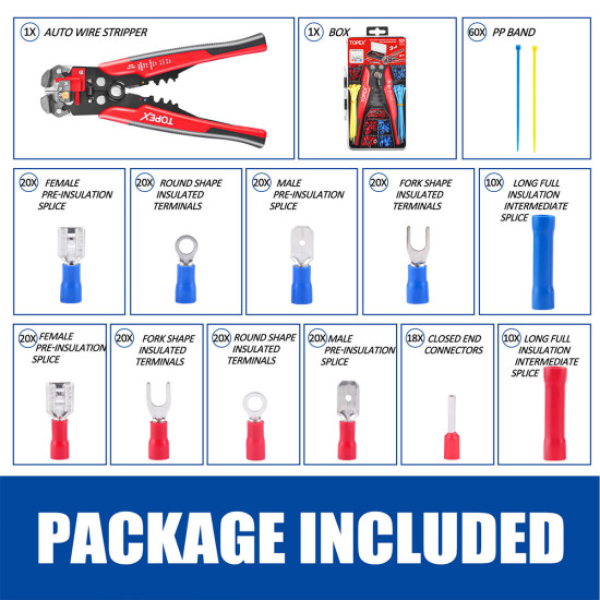 260-Piece Wire Stripper Self-Adjustable Crimper Plier Set Terminals Tools