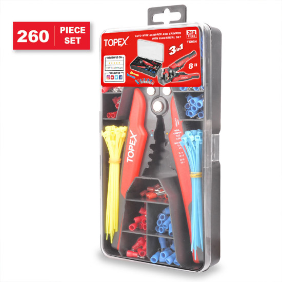 260-Piece Wire Stripper Self-Adjustable Crimper Plier Set Terminals Tools