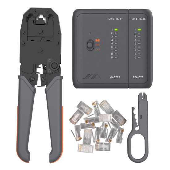 JIMI GTW5N Network Cable Pliers 5 In 1 Rj45 Crimp Tool Pass Through Modular CAT6 Lan Tester Set