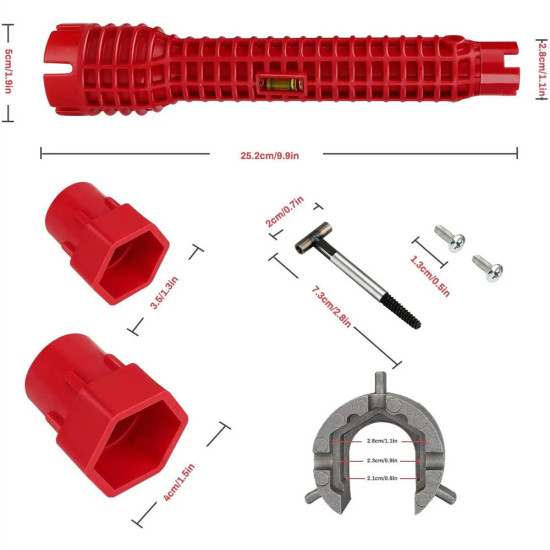 14-in-1 Sink Repair Wrench Anti-Slip Universal Multi-function Tool Made from Durable Abs Carbon Steel and Alloy Perfect for All-Around Plumbing Repairs and Installations in Kitchen and Bathroom