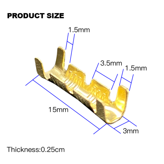 1000PCS Gold 453 U-Shaped 0.3-1.5mm 2 Terminal Tab Cold Inserts Connectors Cold Terminal Small Teeth Fascia Terminal