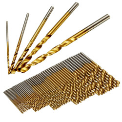 Drillpro 50PCS 1/1.5/2/2.5/3mm HSS Titanium Coated Twist Drill Bits High Speed Steel Drill Bit Set