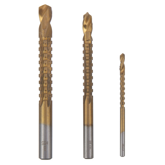 6PCs HSS Step Drill Bit Sets Straight Titanium Coated Cone Hole Cutter Automatic Center Punch Spiral Twist Saw Drill Bit