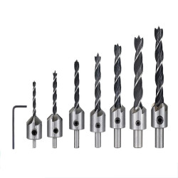 7PCS 3mm-10mm HSS Countersink Drill Bit Set Reamer Woodworking Chamfer Drill Counterbore Pliot Hole Cutter Screw Hole Drill