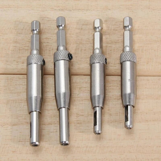 4Pcs HSS Self Centering Hinge Drill Bit Set for Hinges Drawer Guides Hole Saw Cutter