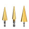 3 Piece HSS Titanium Coated Step Drill Bit Set 4-12mm 4-20mm 4-32mm Straight Slot HSS Perfect for Wood Metal Plastic Hole Cutting Tool Core Cone Drilling Tool Set