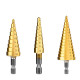 3 Piece HSS Titanium Coated Step Drill Bit Set 4-12mm 4-20mm 4-32mm Straight Slot HSS Perfect for Wood Metal Plastic Hole Cutting Tool Core Cone Drilling Tool Set