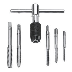 6pcs M3-M8 Tap Drill Set T Handle Ratchet Tap Wrench Machinist Tool With Screw Tap Hand