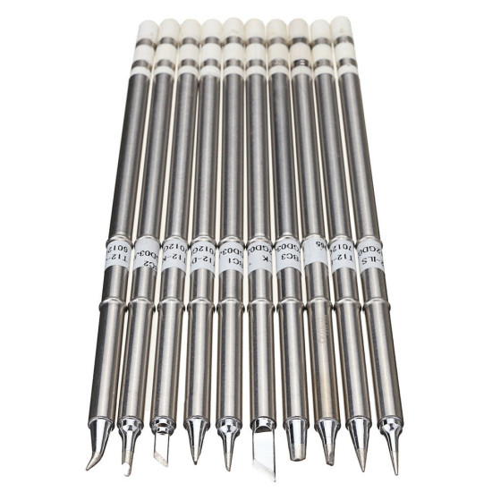 Drillpro 10pcs T12 Soldering Iron Tips Set for HAKKKO FX951 FX952