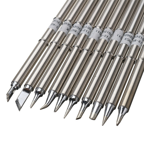 Drillpro 10pcs T12 Soldering Iron Tips Set for HAKKKO FX951 FX952