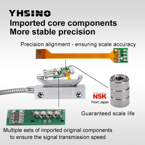 YHSINO YH800-3 DRO & YE Optical Linear Scale Set High Precision 3 Axis Durable Imported Parts Suitable for Different Measurement with Optional Length Professional Digital Display+ Scale - 150+350+650mm