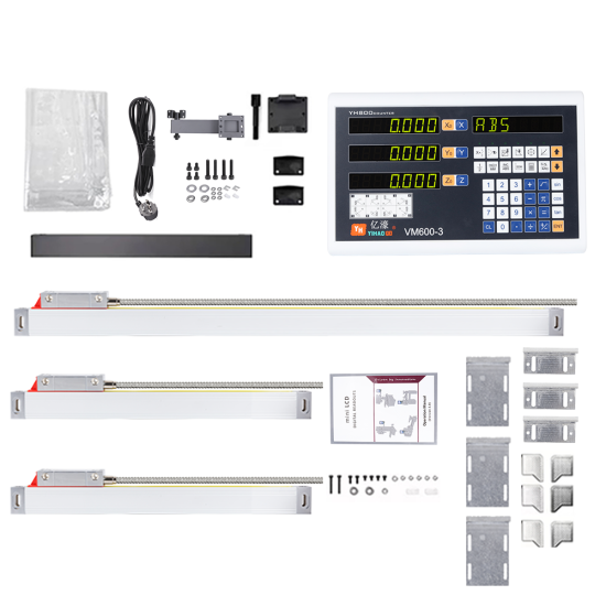 YHSINO VM600-3 Digital Readout YE Optical Linear Scale Durable Aluminum Zinc Alloy Construction 3 Axis AC 80V-240V High Performance Tool for Precise Measurement - 150+350+650mm