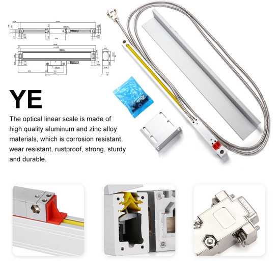 YHSINO VM600-3 Digital Readout YE Optical Linear Scale Durable Aluminum Zinc Alloy Construction 3 Axis AC 80V-240V High Performance Tool for Precise Measurement - 150+350+650mm