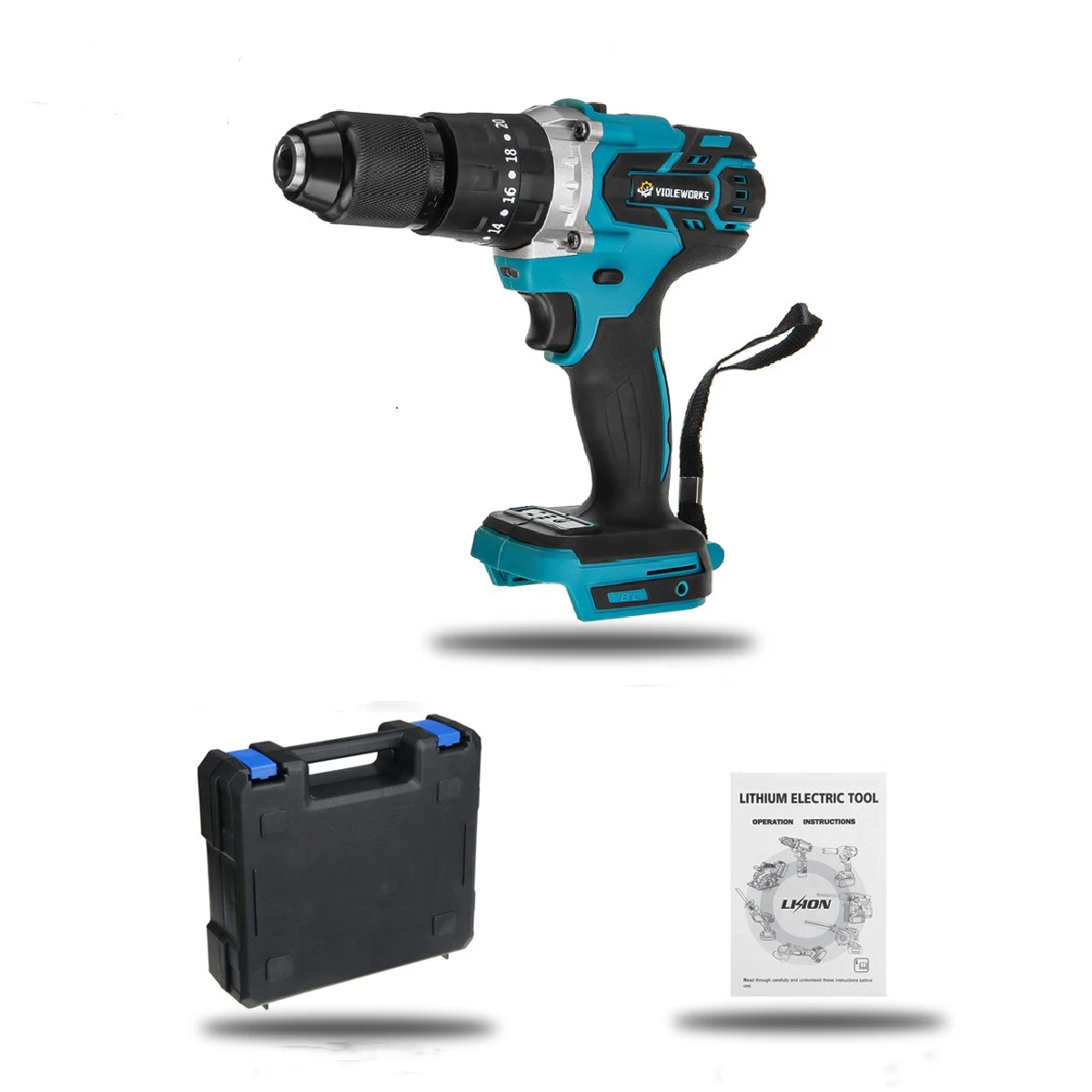 VIOLEWORKS 20+3 Torque 13mm 3 In 1 350 N.M Cordless Electric Impact Drill Driver Brushless Driver Drill Hammer No Battery