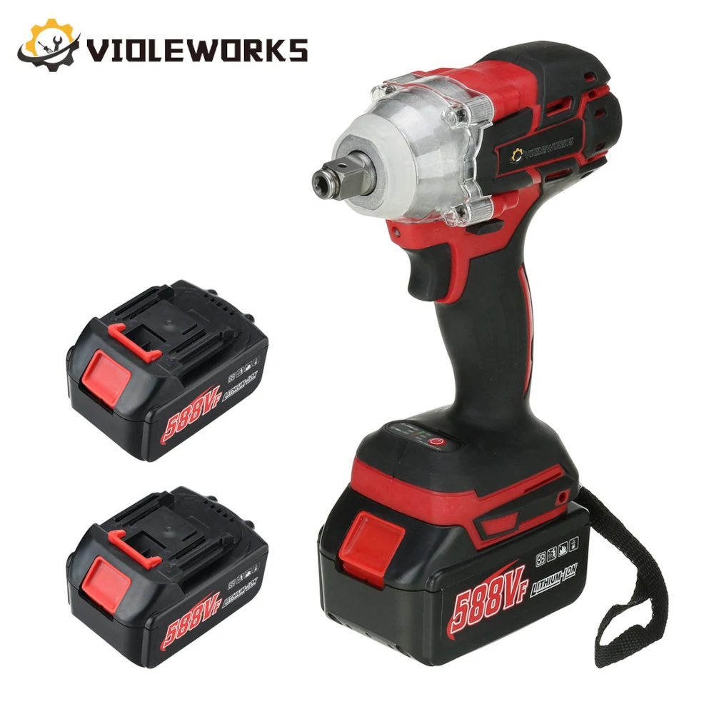 VIOLEWORKS 580N.M 2 in 1 Electric Cordless Brushless Impact Wrench Driver Socket Screwdriver