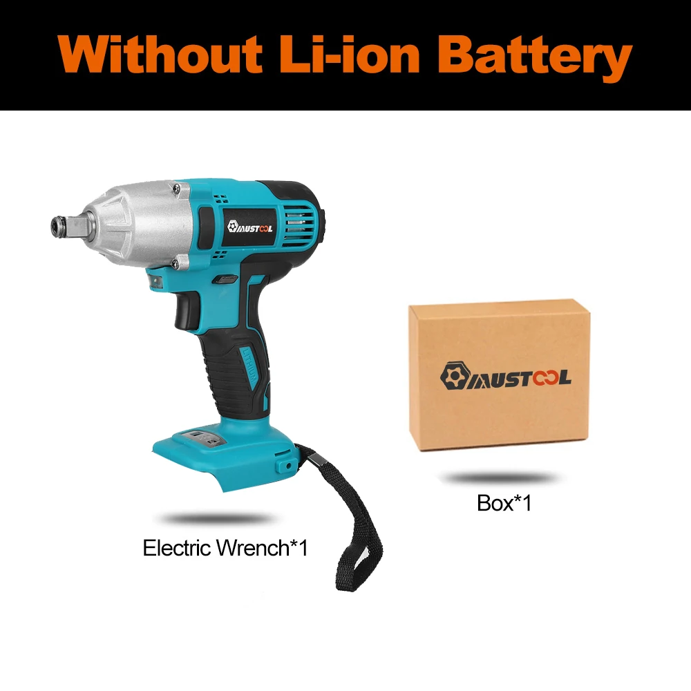 MUSTOOL 588N.M 1/2 4000rpm Brushed Cordless Electric Wrench Forward Lock Switch Spanner with/without Battery