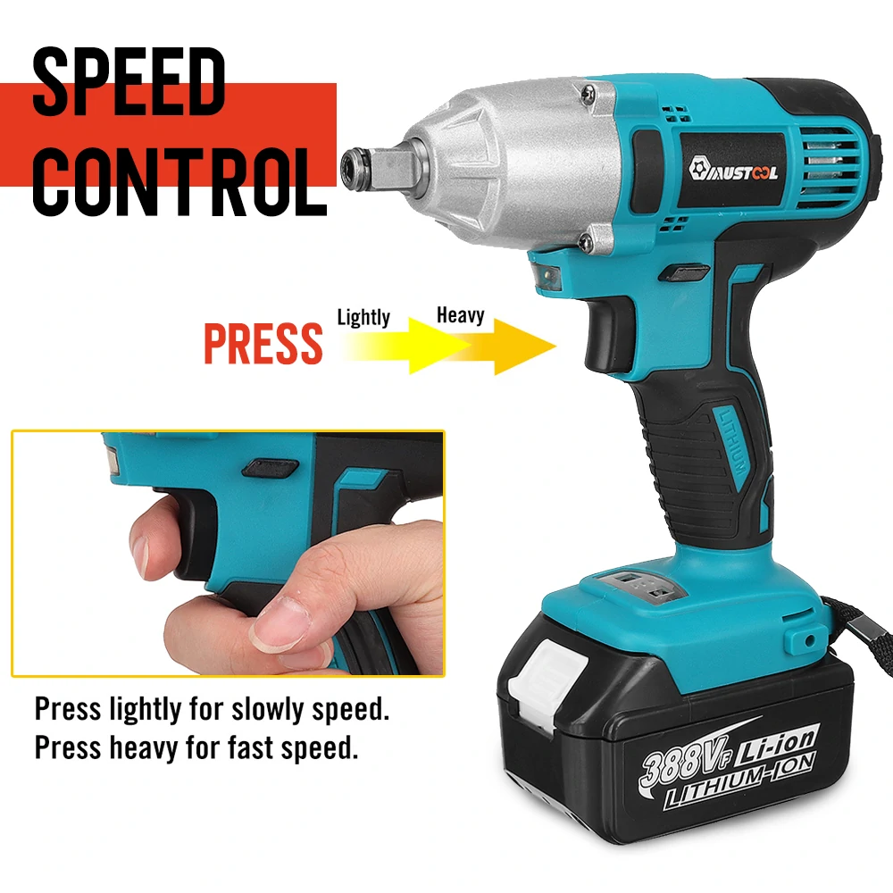 MUSTOOL 588N.M 1/2 4000rpm Brushed Cordless Electric Wrench Forward Lock Switch Spanner with/without Battery