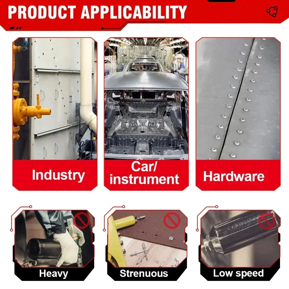 Drillpro 720W Brushless Electric Rivet Gun High Power Cordless Tool with 2000RPM Speed 588N.M Torque Suitable for 2.4~5.0mm Rivets Compatible with Mak 18V Battery Powerful Efficient Versatile