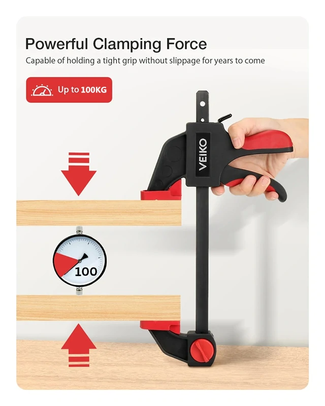 VEIKO 4Pcs 6/12inch Quick-Grip Bar Clamp One-Handed Clamp Spreader Light-Duty Quick-Change F Clamp with 100KG Load Limit Woodworking Clamp
