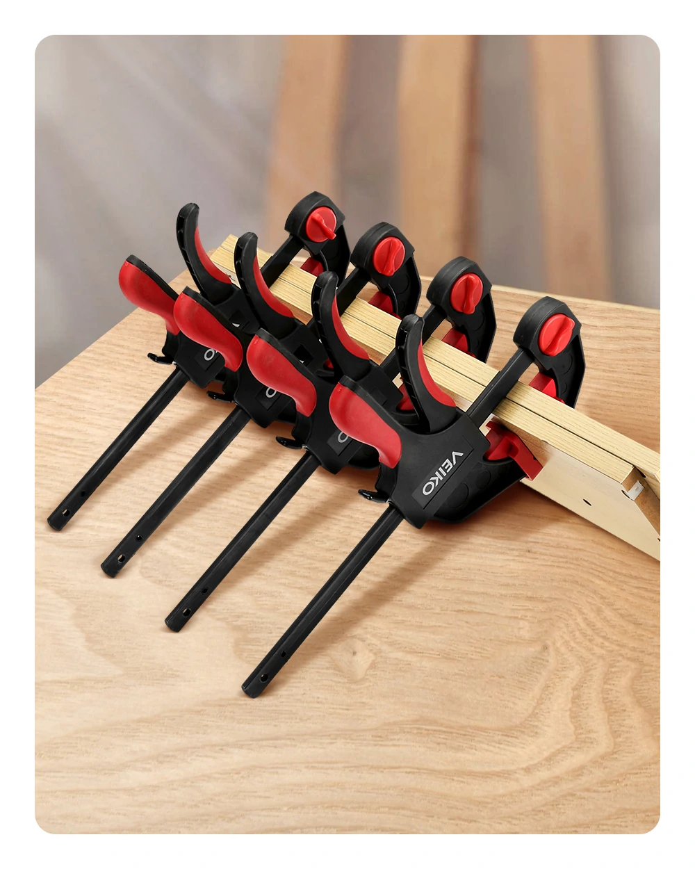 VEIKO 4Pcs 6/12inch Quick-Grip Bar Clamp One-Handed Clamp Spreader Light-Duty Quick-Change F Clamp with 100KG Load Limit Woodworking Clamp