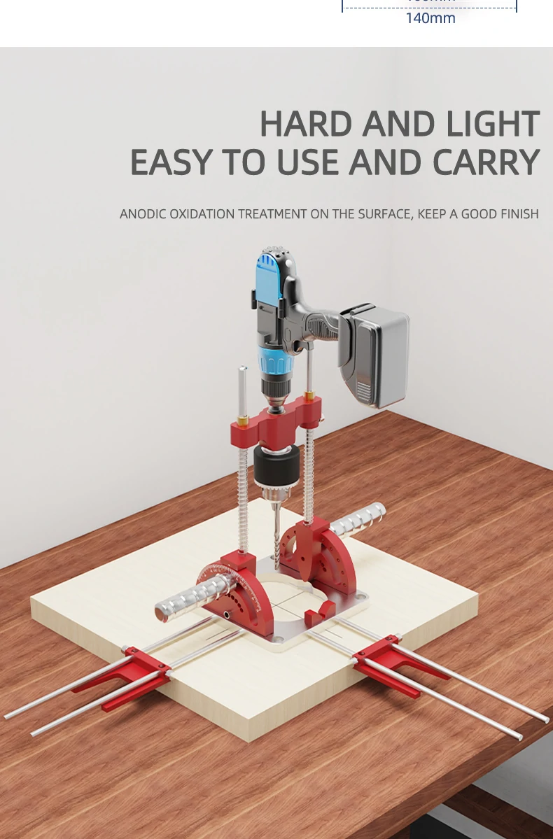 ENJOYWOOD Upgraded Precision Woodworking Multi-Angle Drill Guide with Handles and Positioning Blocks Hole Punch Locator Adjustable Drilling Height Hole Opener for DIY Bench Furniture Position Hand Tools