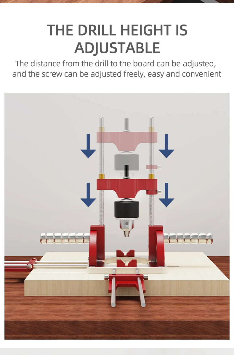 ENJOYWOOD Upgraded Precision Woodworking Multi-Angle Drill Guide with Handles and Positioning Blocks Hole Punch Locator Adjustable Drilling Height Hole Opener for DIY Bench Furniture Position Hand Tools