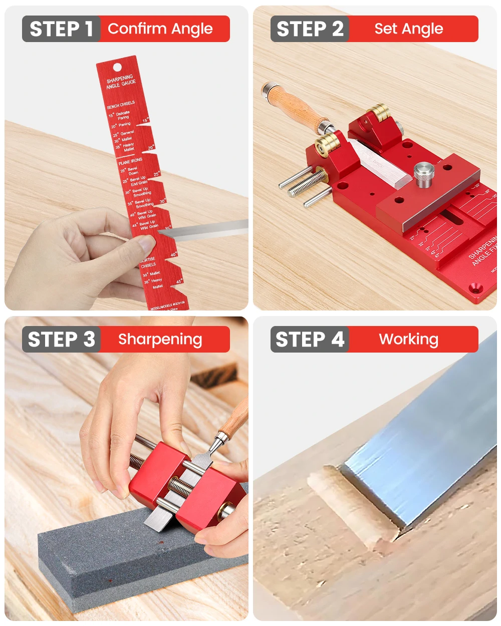 Mohoo Sharpening System Honing Guide Sharpening Holder Angle Fixture Angle Gauge for Woodworking Chisel
