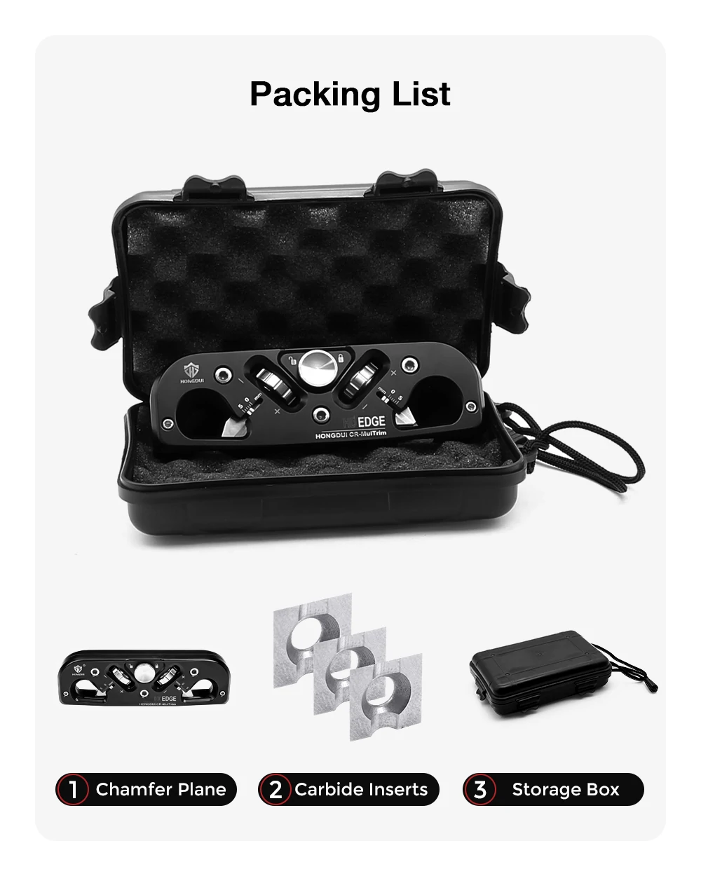 HONGDUI Woodworking Chamfer Plane with 3 Replacement Carbide Insert Double Cutter Edge Corner Plane Chamfering Planer for Quick Edge Trimming of Wood