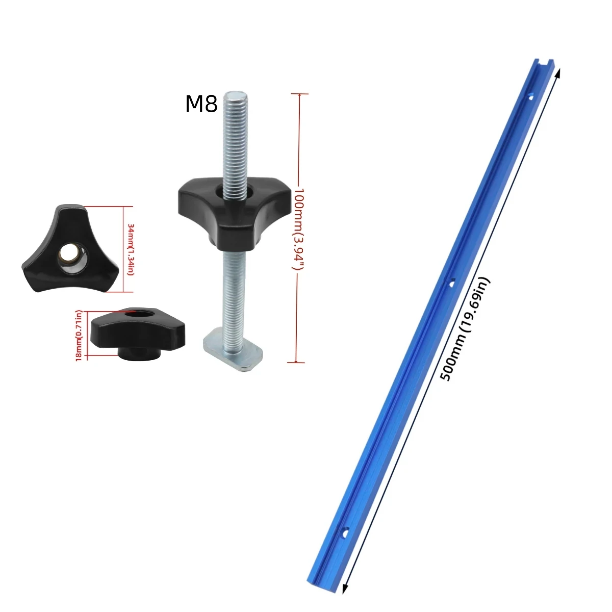 5 Pack T Bolt Knob Kit Miter Track Sliding Nut Woodworking Tool Jigs Screw Fixture For Workbench T-Slot Suitable Use With 1/4 And Universal T-Track