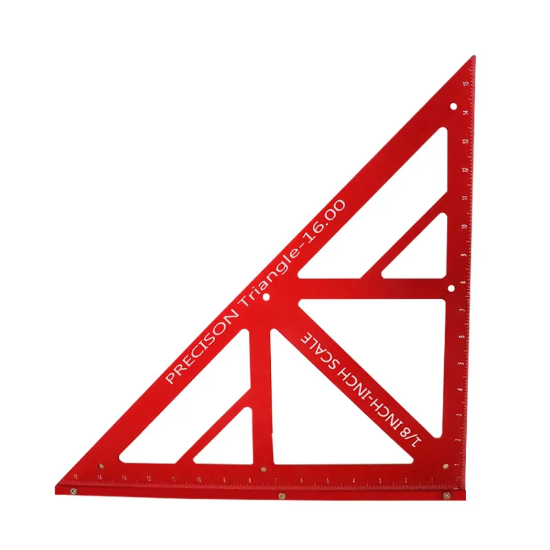 90/45 Degree Aluminum Alloy Multi-function Woodworking Triangle Ruler Inch Precision Triangle Ruler