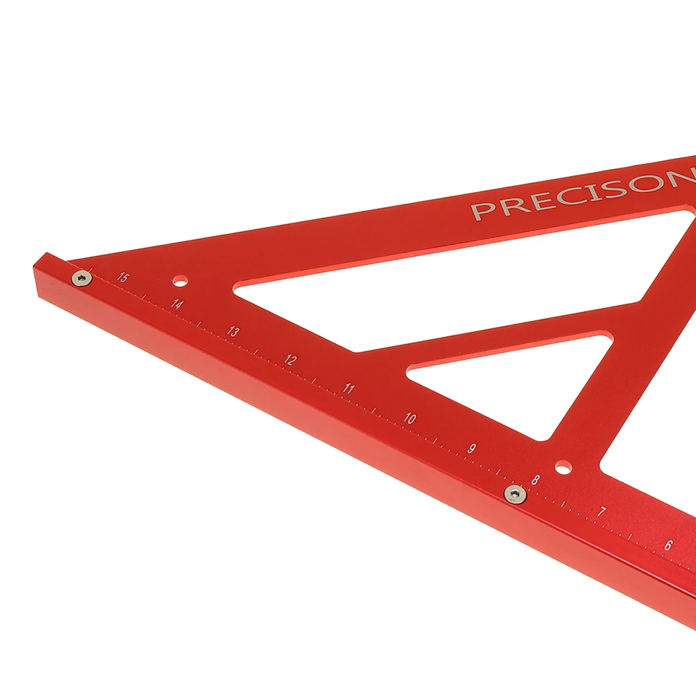 90/45 Degree Aluminum Alloy Multi-function Woodworking Triangle Ruler Inch Precision Triangle Ruler